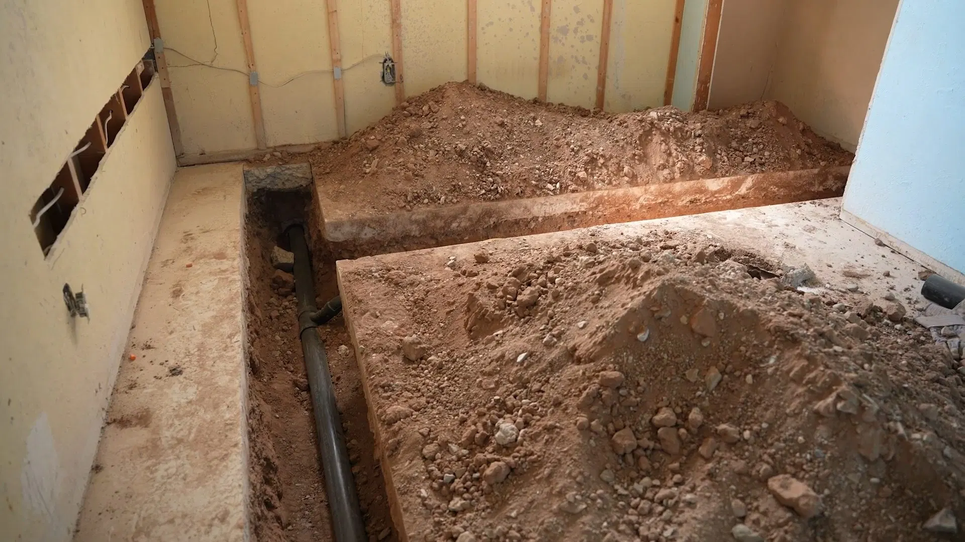 Basement Floor Excavation For Pipe Repair shown for Plumbing services in Dallas, GA in Dallas, Georgia.