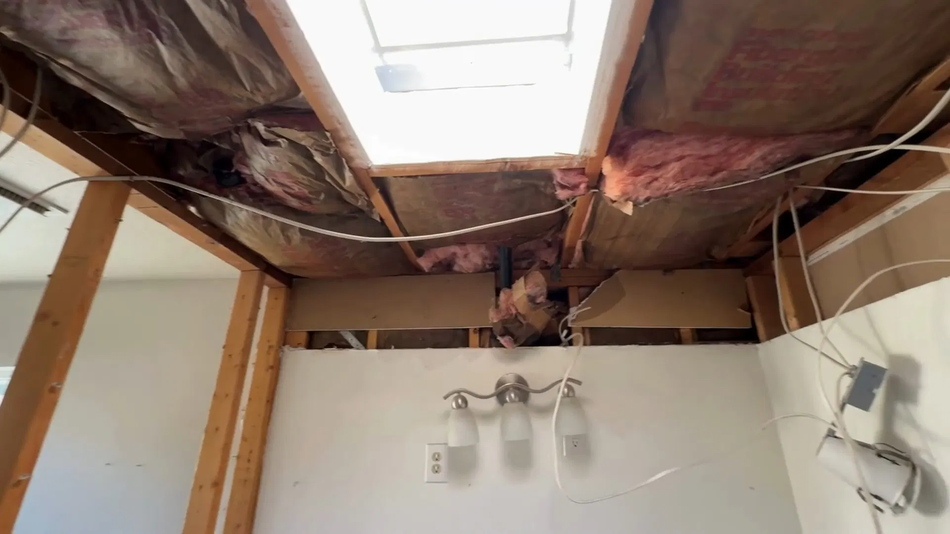 Bathroom Ceiling With Exposed Joists shown for Plumber in Hiram, GA in Hiram, Georgia.