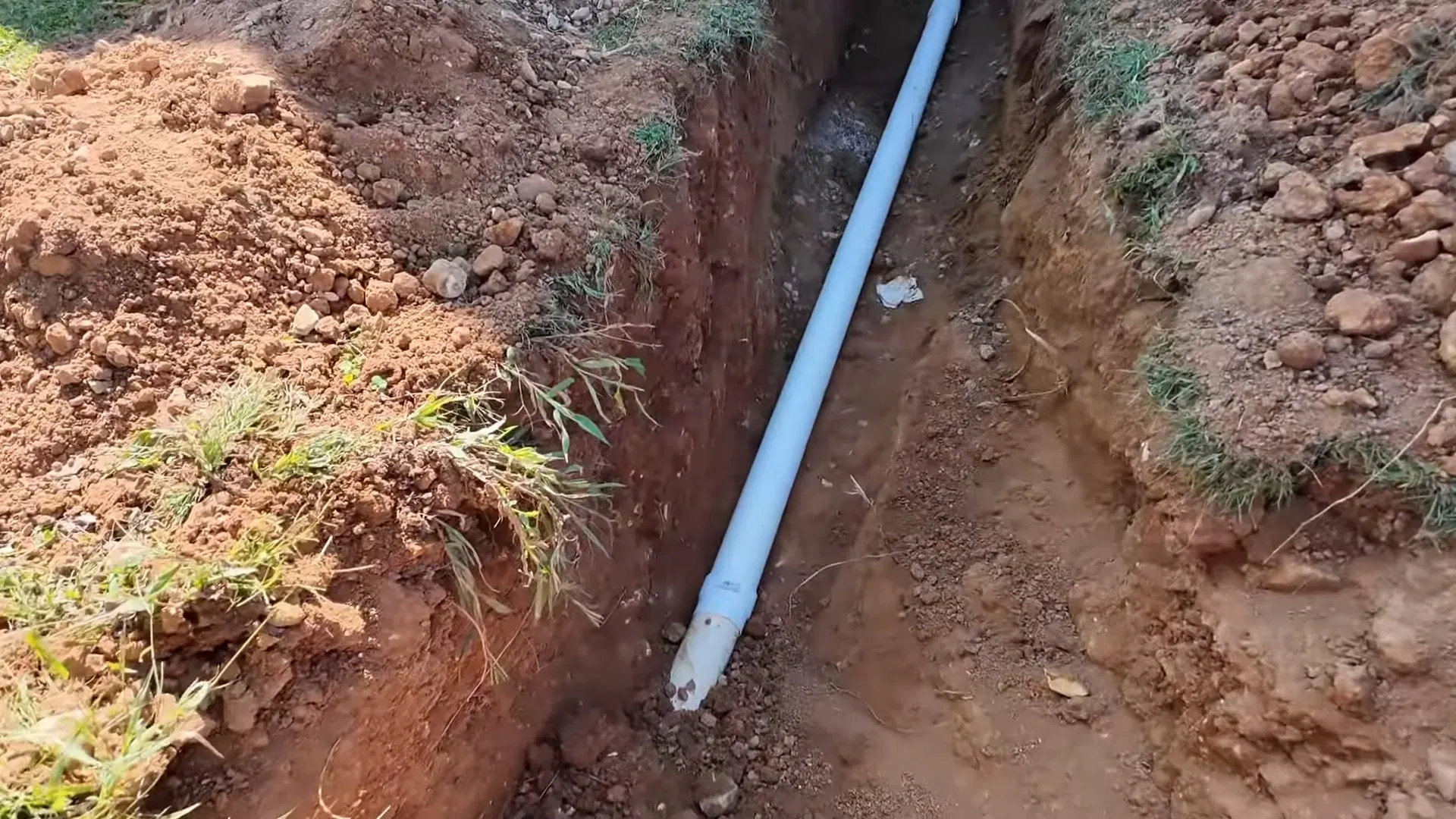 Buried Replacement Septic Pipe In Trench shown for Septic Tank Service in Dallas, GA in Dallas, Georgia.