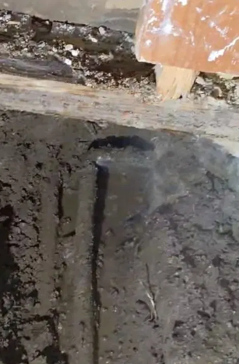 Closeup Of Concrete Slab Repair Hole shown for Slab Leak Detection & Repair in Dallas, GA in Dallas, Georgia.