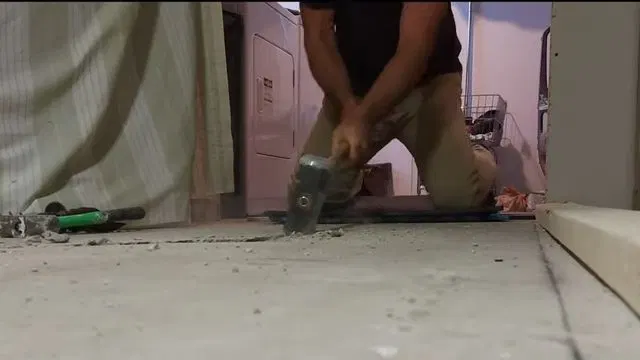 Cutting Basement Concrete For Bathroom Plumbing shown for Commercial Plumbing in Dallas, GA in Dallas, Georgia.