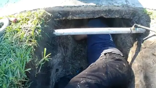 Excavated Pool Deck And Exposed Return Pipe shown for Plumbing guides for Dallas and Paulding County in Dallas, Georgia.
