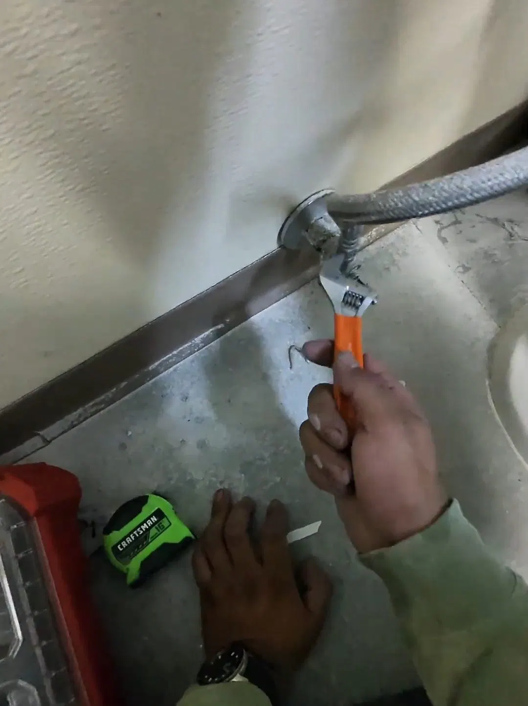 Installing Commercial Bathroom Wall Drain shown for Commercial Plumbing in Dallas, GA in Dallas, Georgia.