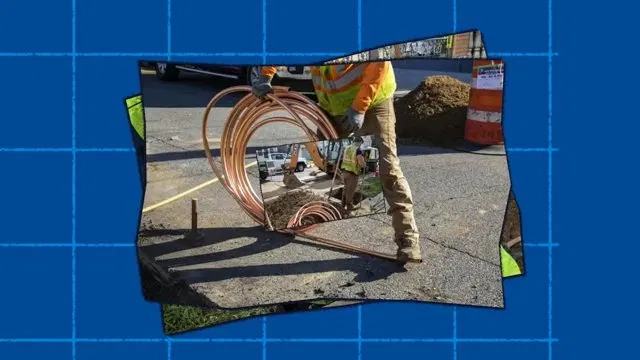 Lead Service Line Replacement Crew At Trench shown for How Long Should a Water Heater Actually Last in Dallas, GA? in Dallas, Georgia.