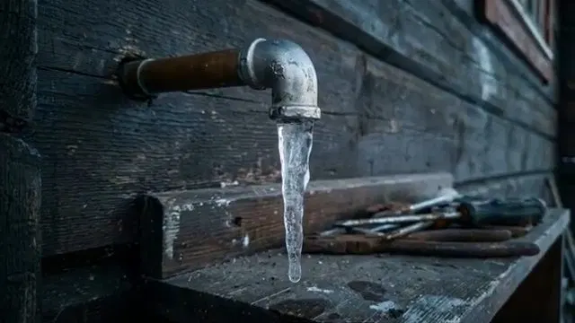 Outdoor Faucet Covered By Long Icicle shown for Is Tankless Worth It for a Dallas, GA Home on Propane? in Dallas, Georgia.