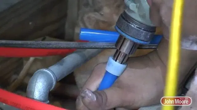 Press Connecting Blue PEX During House Repipe shown for How Many Pinhole Leaks Before a Dallas, GA Home Needs a Full Repipe? in Dallas, Georgia.