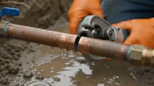 Press Tool Joining Copper Water Line shown for How Many Pinhole Leaks Before a Dallas, GA Home Needs a Full Repipe? in Dallas, Georgia.