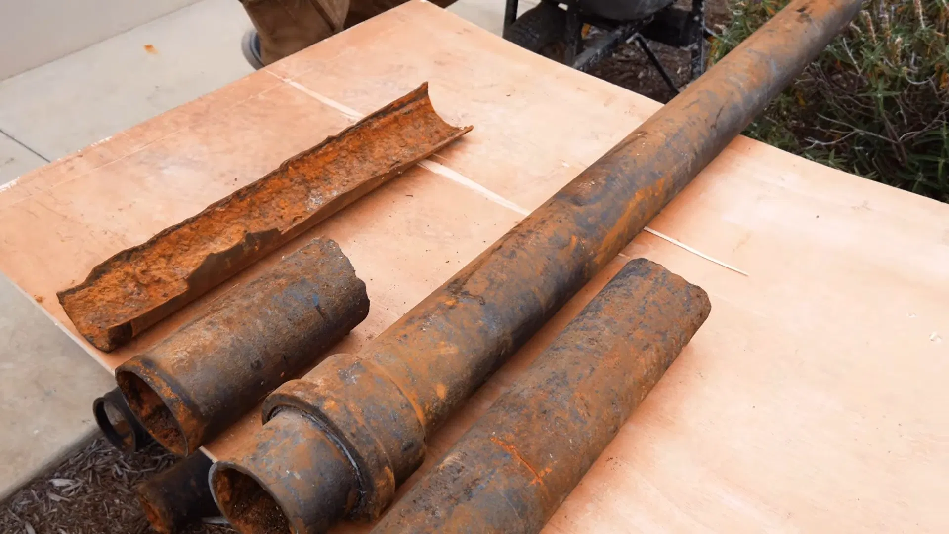 Removed Rusted Cast Iron Pipe Sections shown for How Many Pinhole Leaks Before a Dallas, GA Home Needs a Full Repipe? in Dallas, Georgia.