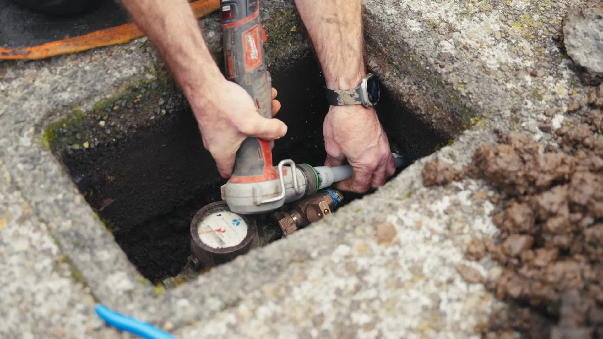 Repairing Water Service Line In Yard shown for How Often Does a Septic Tank Actually Need Pumping in Paulding County? in Dallas, Georgia.