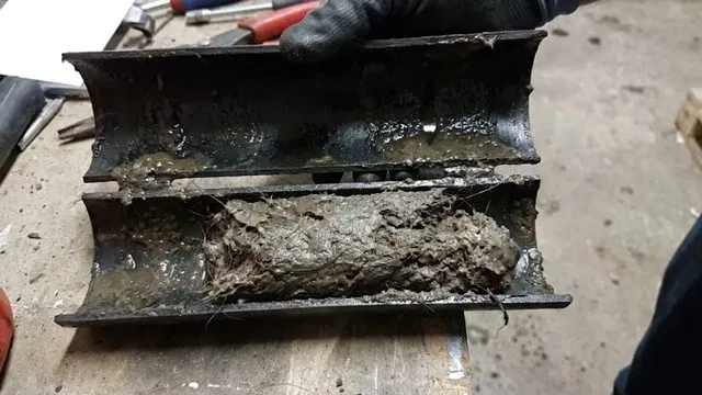 Rust Blocked Metal Drain Pipe Cross Section shown for Hydro Jetting in Dallas, GA in Dallas, Georgia.