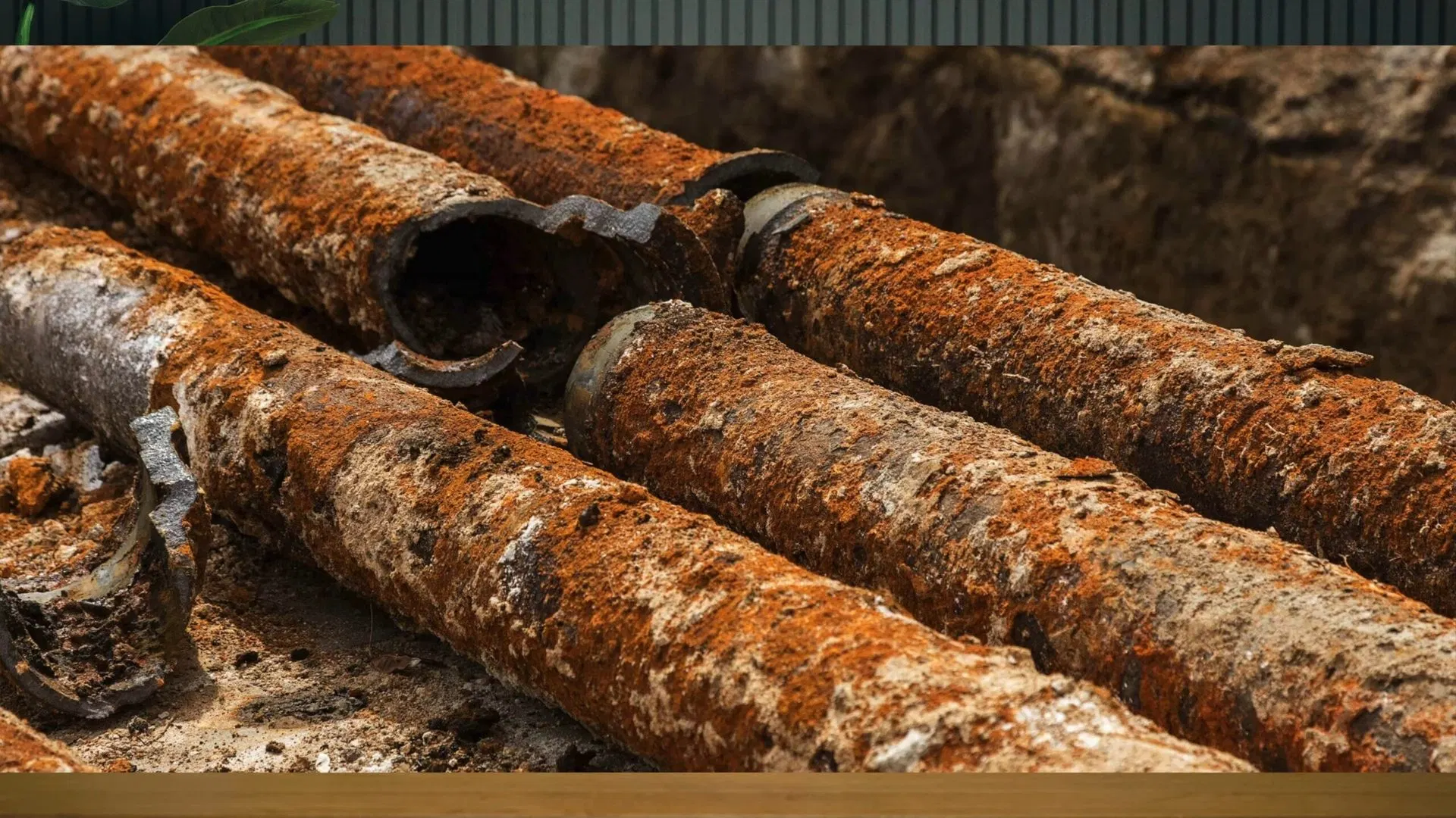 Rusted Sewer Pipe Sections On Workbench shown for Why Does Our Drain Keep Clogging Again After It's Been Snaked? in Dallas, Georgia.