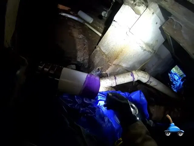 Separating Damaged Sewer Joint Under House shown for Why Does Our Drain Keep Clogging Again After It's Been Snaked? in Dallas, Georgia.
