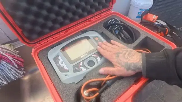 Setting Up Acoustic Water Leak Detector shown for Slab Leak Detection & Repair in Dallas, GA in Dallas, Georgia.