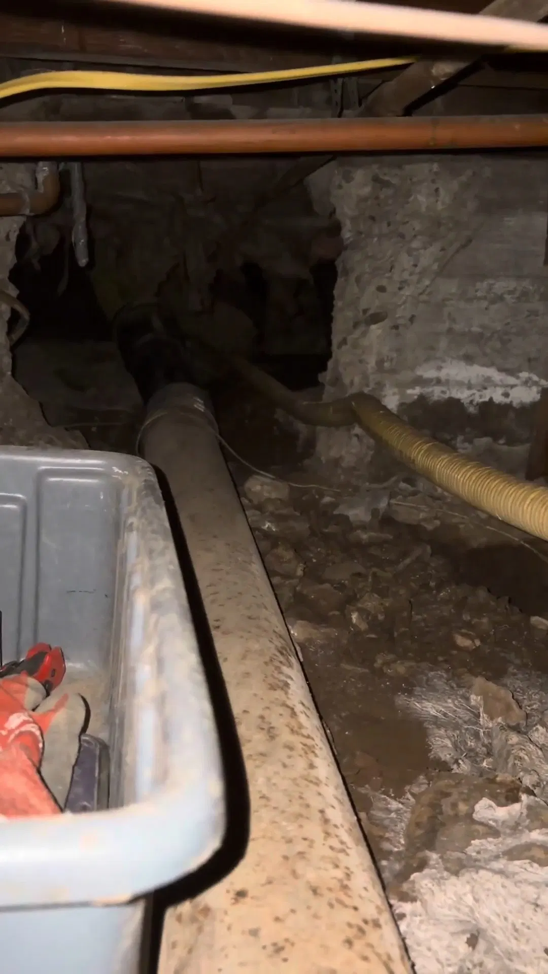 Sewer Pipe Work Beneath Crawlspace Floor shown for Repiping in Dallas, GA in Dallas, Georgia.
