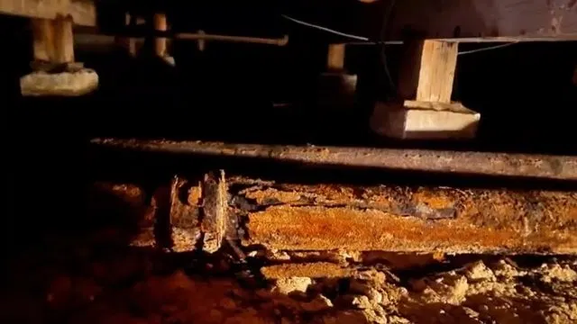Showing Lined And Unlined Cast Iron Pipe Sections shown for The First Five Minutes of a Burst Pipe in a Dallas, GA Home in Dallas, Georgia.
