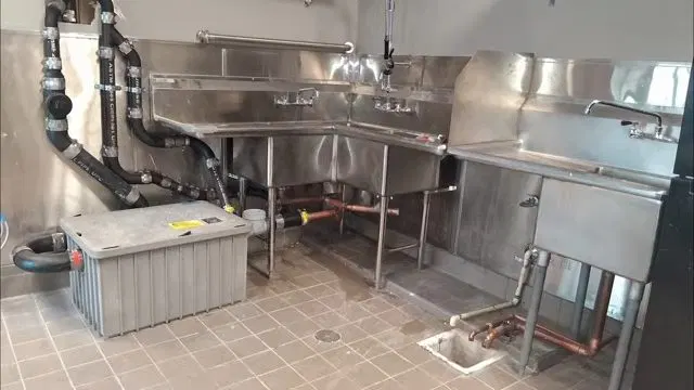 Stainless Commercial Sink Drain Plumbing shown for Commercial Plumbing in Dallas, GA in Dallas, Georgia.