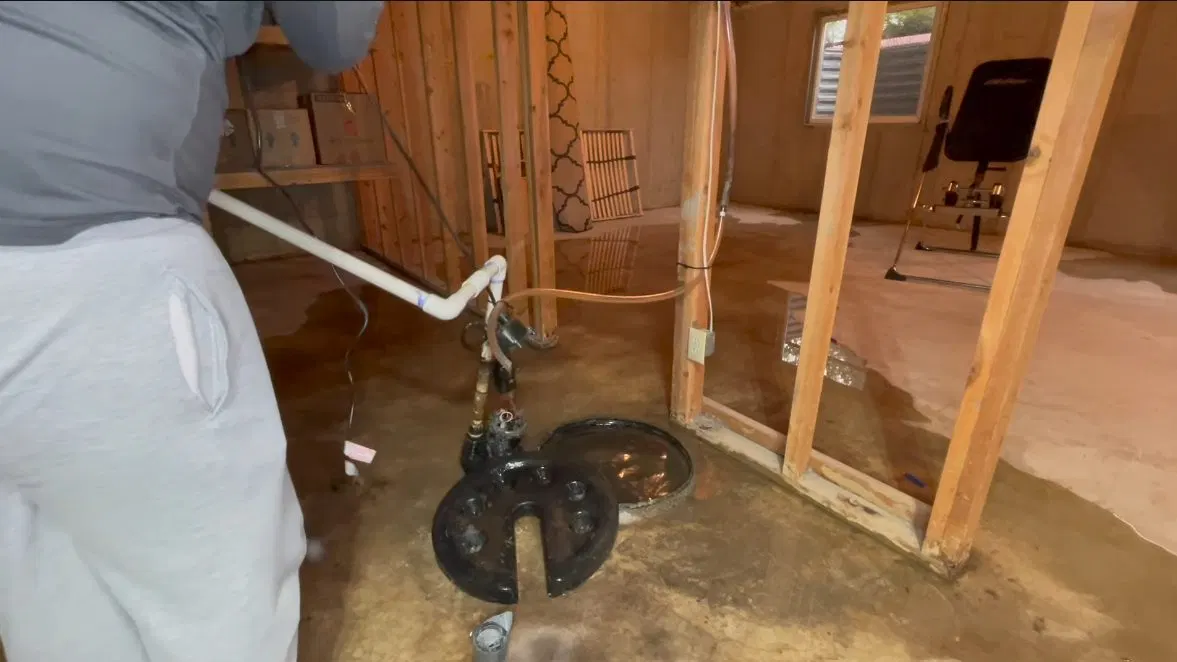 Sump Pump Standing In Basement Rough In shown for Plumber in Dallas, GA in Dallas, Georgia.