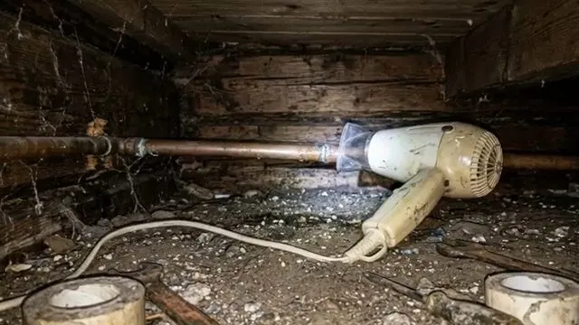 Thawing Frozen Pipe With Hair Dryer shown for Burst & Broken Pipe Repair in Dallas, GA in Dallas, Georgia.