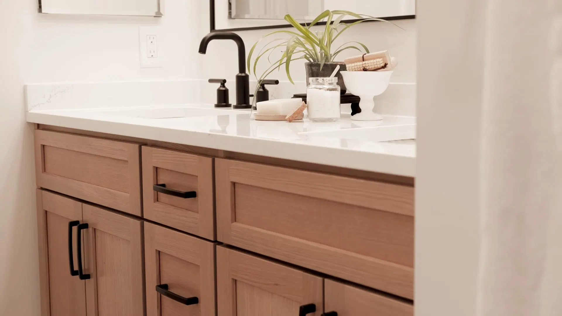 Wood Vanity And Bathroom Sink After Remodel shown for Toilet Repair & Installation in Dallas, GA in Dallas, Georgia.
