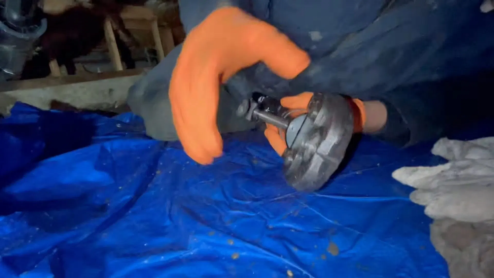 Worker Using Pipe Cutter In Crawlspace shown for Repiping in Dallas, GA in Dallas, Georgia.